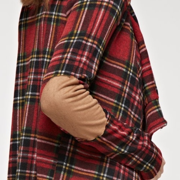 🔴HP Plaid waterfall cardigan suede elbow patches - Picture 5 of 6